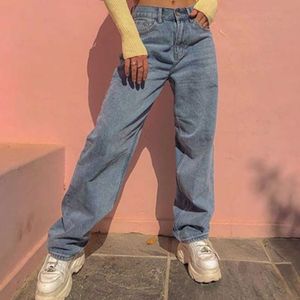 Dewadbow Lichtblauw Rechte Jeans Hoge Taille Losse Broek Vrouwen Lente E-Meisje Vintage Mode Slanke denim Streetwear