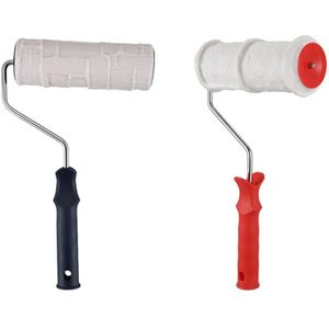 2Pcs Verfroller Baksteen Patroon Muurschildering Gereedschap Rubber Stempel Textuur Aardewerk Wiel Huishoudelijke Wanddecoratie Borstel