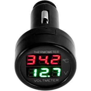 2 In 1 Car Auto 12V Thermometer Voltmeter Universele Dual Display Led Digitale Thermometer Voltmeter Auto Accessoires