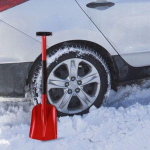 Aluminium Lichtgewicht Sneeuw Schop Voor Auto Nood, 21Inch -32Inch Duurzaam Compact Inklapbare Snowboard Schop, Rood