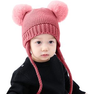 Leuke Peuter Kids Meisje Jongen Zuigeling Winter Warm Haak Muts Beanie Cap Zwart Roze Wit Grijs Beige