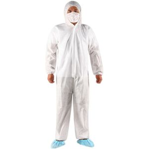 Wegwerp Hooded Jumpsuit Beschermende Overall Cleanroom Kleding Anti Statische Anti Chemische Vloeistof Splash Stralingsbescherming