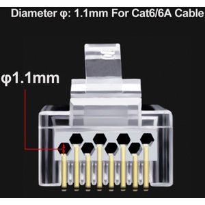 Oullx 6U RJ45 Connector Cat6 Cat6A Jack Utp Vergulde Passeren Ethernet Kabels Netwerk RJ-45 Plug Cat5 Cat5e Stp afgeschermde