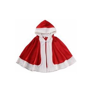 Kinderen Fluwelen Blends Kid Christmas Santa Hooded Cape Mantel Christmas Party Kostuum Cosplay Patchwork Knop
