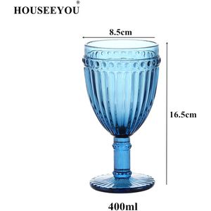 HOUSEEYOU Europese Blauwe Ouderwetse Kristal Graveren Wijn Glazen Bekers Water Cup Cocktail Drinken Brandy Whisky Bar Gereedschap