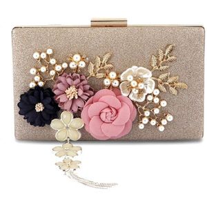 Mode Handgemaakte Bloemen Avondtassen Bruiloft Clutch Bags Met Pearl Chain Party Bags Voor Dames MN569
