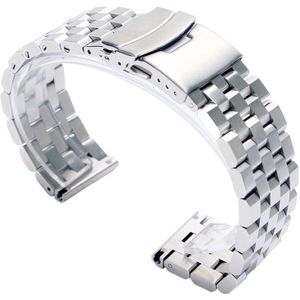 Luxe 22/20Mm Zilver/Zwart Effen Link Rvs Horloge Band 24Mm Vouwsluiting Veiligheid Horloges band Armband Vervanging