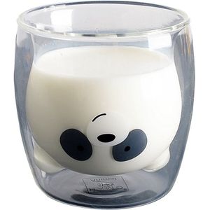 Mooie Panda Dubbele Wand Glazen Beker 260ml Beer Bier Bril Ochtend Melk Glas Sap Glas Hittebestendig Mok borrelglas