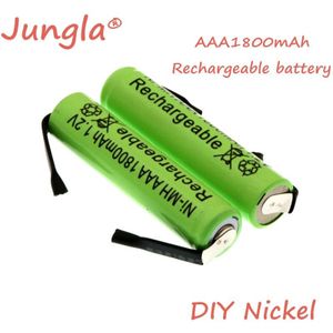 Originele 1.2V AAA oplaadbare batterij 1800mah AAA ni-mh cel met lassen tabs pins flat top speelgoed draadloze telefoon + DIY nikkel