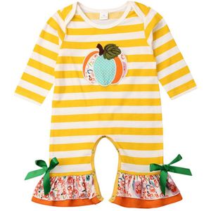 Pasgeboren Baby Meisje Jongen Halloween Rompertjes Kleding Pompoen Gestreepte Print Romper Casual Jumpsuit Outfits