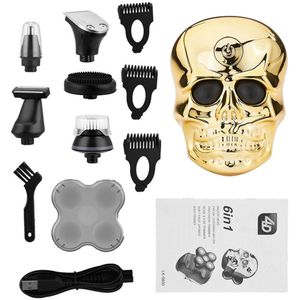Waterdichte 6 In 1 Halloween Scheerapparaat Schedel Scheerapparaat Scheerapparaat Usb Oplaadbare Trimmer Voor Mannen Scheerhoofden Baard Trimmer