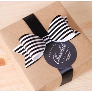 100 stks/partij Zwart-wit Strepen Boog-knoop Snoep tas geschenkdoos verpakking decoratie strik ornamenten voor taartdoos verpakking