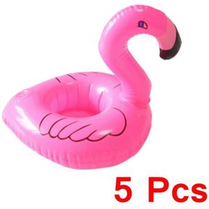 5 stks/partij Luchtbedden voor Cup Opblaasbare Flamingo Drankjes Bekerhouder Zwembad Drijft Bar Onderzetters Floatation Apparaten Roze
