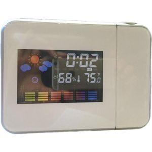 Led Kleur Scherm Wekker Thermometer Tafel Tijd En Datum Weersverwachting Display Projector Usb Lader Elektronische Klok