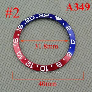 38/40Mm Rood Blauw Titanium Fit Gmt Automatische Beweging Heren Horloge Bezel