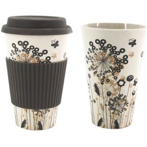 Draagbare Praktische 400 ml Herbruikbare Bamboe Fibre Koffie Cups Modieuze Eco Vriendelijke Afdrukken Reizen Mokken Nuttig