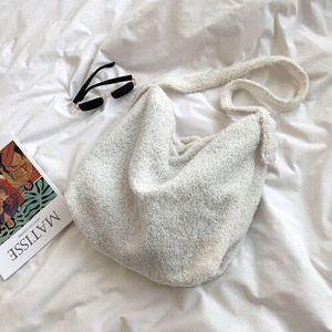 Winter Zachte Pluche Vrouwen Schoudertas Grote Capaciteit Dames Harige Messenger Bags Eenvoudige Mode Vrouwelijke Casual Tote Handtassen