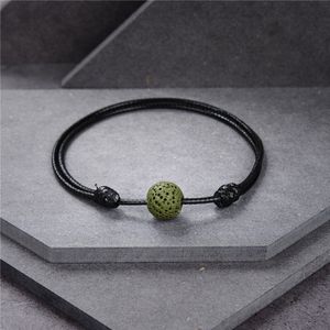 Lederen Bangle 6 Kleuren Natuurlijke Vulkanische Steen Anion Yoga Sieraden Lava Mannen/Vrouwen Lovers 'Armband Eenvoudige Retro Verstelbare Y1007