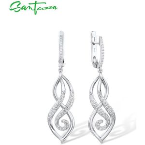 Santuzza Zilveren Oorbellen Voor Vrouwen Echt 925 Sterling Zilveren Oorbellen Mousserende Witte Zirconia Trendy Fine Jewelry