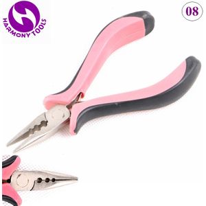 1 Stuks Roze Handvat hair extension tang gereedschap met 3 gaten voor micro ring kralen en koperen buizen (stijl 08)