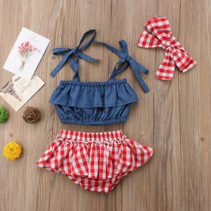 Casual Kids Baby Meisje Outfits Set Tops + Shorts Broek + Hoofdband Badmode Strand Zomer 3 PCS Kleding Zomer