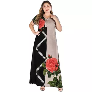 2024 Nieuwe Vintage Islamitische Gedrukte Vrouwen Kaftan Jurk Bloemen Lange Abaya Moslim Maxi Jurken Moslim Kleding Kleding Mannen, rood, 4XL