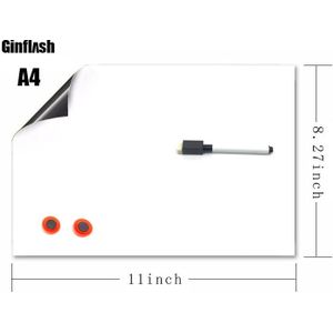 1Pc 21*28Cm A4 Zachte Koelkast Flexibele Pet Light Whiteboard Message Board Magnetische Notities Koelkast Waterdicht 1marker & 2 Knop