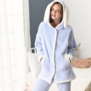 Moederschap nachthemden Flanel Winter Verdikte Hooded Pyjama Nachtkleding Postpartum Borstvoeding Kleren Zwangere Vrouwen Nachtkleding