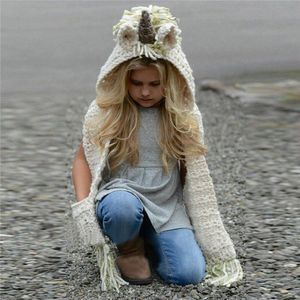 Leuke Meisjes Hooded Sjaal Animal Capuchon Cowl Haak Gebreide Beanie Hat Breien Lange Wrap 2-12T Kleding accessoires