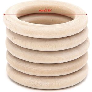 5Pcs Natuurlijke Hout Cirkel Ring Hanger Connectors Kralen Diy Sieraden Bevindingen 60Mm 23GD