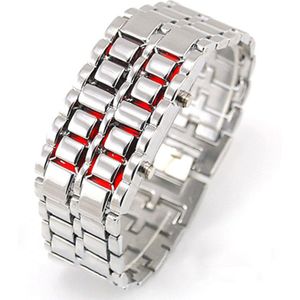 Mode Led Horloges Horloge Volledige Staal Fire Digitale Horloges Mannen Vrouwen Lava Iron Samurai Metal Led Faceless Armband Horloge