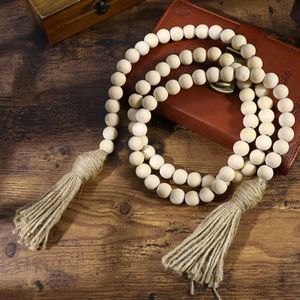 Lioobo Hout Bead Garland Met Kwasten Boerderij Kralen Rustieke Land Decor