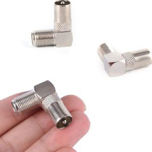 Een Of 2 Stuks Aluminium 90 Graden Haakse Tv Antenne Plug Connector Adapter Plug Naar Socket Coax kabel Rf Coaxiale