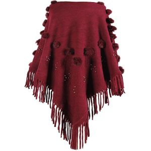 Casual Trui Cape Pullovers Kwastje Poncho Trui O Hals Effen Hairball Mantel Losse Sjaal Vrouwelijke Jumper Herfst Invierno Jas