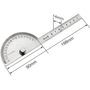 Roestvrij Staal Ronde Kop 180 Graden Gradenboog Hoekzoeker Rotary Meten Ruler Machinist Tool 10Cm Liniaal