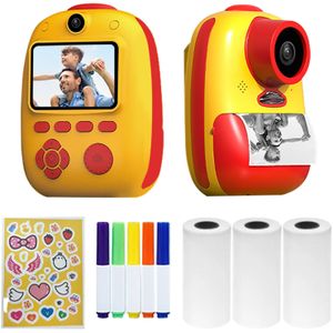 D10 Instant Camera Photo Printer 1080P Hd Mini Digitale Camera Voor Kinderen Met Led Fill-In Licht Print papier Cartoon Stickers