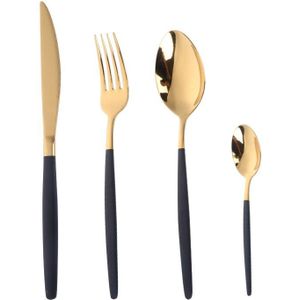 4-24Pcs Luxe Bestek Gold Poolse Rode Handvat Roestvrij Staal Diner Messen Vorken Eetlepels Voedsel Zilverwerk Servies Set