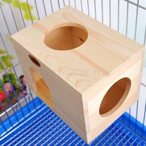 Rechthoekige Chinchilla Chalet Speelgoed Hamster Kleine Dier Houten Speelgoed Huis Vaste Nest Huisdier Producten 23*16*16 Cm