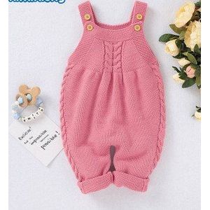 Baby Baby Trui Romper Effen Jongens Meisjes Kleur Mouwloze Knop Jumpsuit Aangekleed Herfst Winter Romper