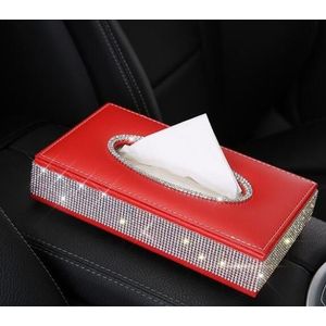 Lady Crystal Rhinestones Auto Tissue Box Pu Leer Met Diamant Handdoek Case Servet Opbergdozen Anti Slip Matten Padding
