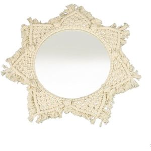 Macrame Spiegel Handgemaakte Tapijt Make-Up Spiegel Compact Thuis Slaapkamer Decoratieve Spiegels Muur Spiegels Bohemen Decoraties