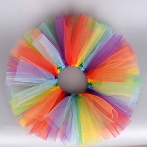 Regenboog Pluizige Tutu Rok Baby Verjaardagsfeestje Tulle Rok Pasgeboren Doop Kostuum Meisjes Zomer Rok Foto Props Cake Smash