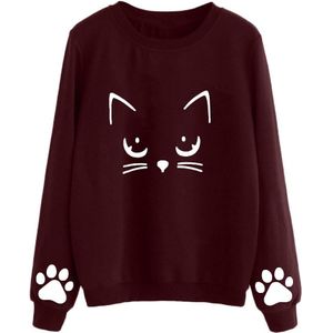 Jaycosin Vrouwen Sweatshirts Herfst Ronde Hals Lange Mouw Truien Sweatshirt Vrouwen Cat Print Tops Hoodie Poleron Mujer 19JUL25