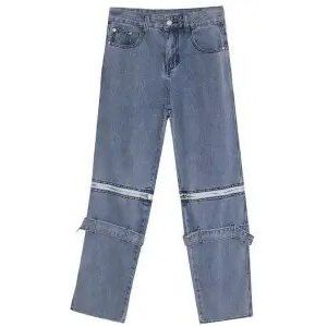 Zomer Rits Afneembare Jeans High Street Functie Wind Lange Wilde Straight Losse Mannen En Vrouwen