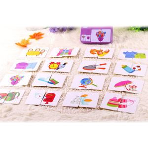 32 Stks/doos Kids Puzzels Speelgoed Baby Cognitie Peuter Fruit/Dier/Leven Kaarten Matching Game Baby Cognitieve Kaart -1 Een