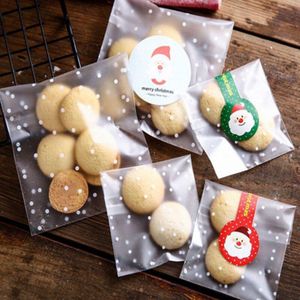100Pcs Transparante Stippen Plastic Cellofaan Cookies Candy Christmas Bags Met Diy Self Adhesive Seal Voor Wedding Party
