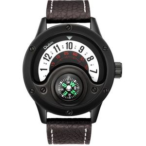 Oulm Sport Horloges Mannen Decoratieve Kompas Uniek Man Quartz Klok mannen Lederen Band Casual Polshorloge Man