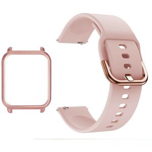 2Pack Voor Huami Amazfit Bip Strap Vervanging Smart Horloge Siliconen Band + Case Hard Pc Protector Frame Bumper cover