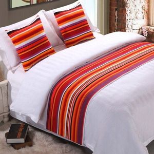 Rayuan Kleurrijke Streep Sprei Dubbele Laag Bed Runner Throw Home Hotel Decoraties Beddengoed Koningin King Bed Staart Handdoek