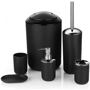 Zes Stuk Badkamer Accessoire Set, Tandenborstelhouder, Tand Cup, Zeepdispenser, Zeep Doos, toiletborstel En Prullenbak